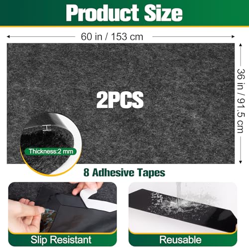 ToLanbbt 2 Pack Garage Floor Mat 60" x 36" - Oil Spill Mat for Under Car Driveway Oil Drip Pad with 8P Tapes, Waterproof Backing, Leak Absorbent, Reusable, Washable, Protect Garage Floor (Dark Gray) - size: 5'x3'-2P