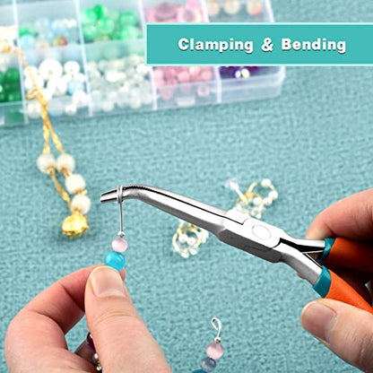 SPEEDWOX Long Needle Nose Pliers With Serrated Jaw Bent Needle Nose Pliers Fishing Pliers Hook Remover Needle Remover Pliers Fishing Tools With Anti-Loss Lanyard (Curved Tips, Curved Handle) - style: Curved Tips&Curved Handle