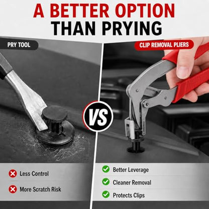 Clip Removal Tool for Car: Auto Fastener Clip Removal Pliers Professional Car Trim Removal Tool for Plastic Fasteners Push Pin Door Trim Disassembly Damage Free Automotive Clip Remover