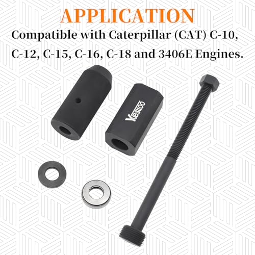 9U-6891 Injector Sleeve Cup Remover & Installer Tool Kit | Compatible with CAT Caterpillar C10 C12 C15 C16 C-18 3406E Engines, 6 PCS Fuel Injector Sleeve Removal Installation Tools - size: 6pcs