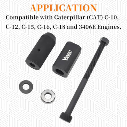 9U-6891 Injector Sleeve Cup Remover & Installer Tool Kit | Compatible with CAT Caterpillar C10 C12 C15 C16 C-18 3406E Engines, 6 PCS Fuel Injector Sleeve Removal Installation Tools - size: 6pcs