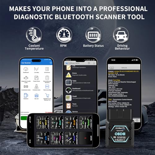VGATE vLinker FS Bluetooth OBD2 Scanner Diagnostic Tool Wireless Code Reader for iPhone, Android & Windows Bi-Directional Control Car Diagnostic Scanner,All Systems Diagnosis, 30+ Services