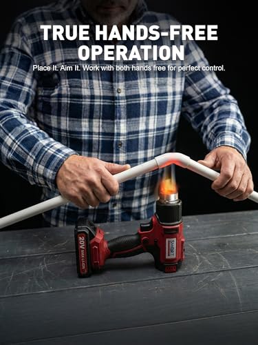 Cordless Heat Gun, Max 100 Minutes Run Time, Max 1022℉ (Battery Included) | Portable Heat Gun Kit for Vinyl Wrap, Resin, Crafting & Shrink Tubing | 5 Nozzles, Battery, and Battery Charger Included