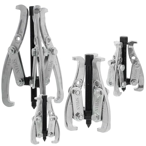 Motor Tech Gear Puller Set, 3" 4" 6" 8'' 3 Jaw Puller Kit for Pulley Gear Bearing Flywheel Removal, Heavy Duty Pulley Puller with Reversible Jaws Bearing Puller Tool Kit (3'' 4'' 6'' 8'') - style: 3'' 4'' 6'' 8''