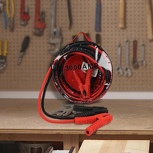 ZESUPER Heavy Duty Booster Jumper Cables Car Cables 3000AMP 1 Guage 20Ft, Emergency Start Line for Car Van Truck with Carry Bag (3000AMP)