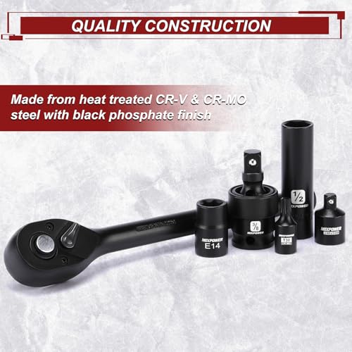 MIXPOWER 153 Pieces 1/4"&3/8"&1/2" Drive Mechanic Tool Set,Metric/SAE,6-Point,Deep and Shallow Sockets,Impact Universal Joint Swivel Sockets,Impact Socket Extension Bar - size: 1/4"&3/8"&1/2" Drive