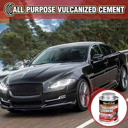 Chemical Vulcanizing Cement, Clear Tire Repair Glue, All Purpose Rubber Cement, Heavy Duty Tire Patch Kit with Brush Top Can for Car, Motorcycle, Bike, 17Oz - size: 17FL.Oz