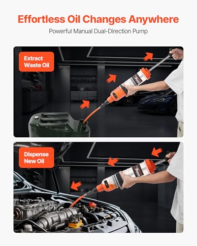 VEVOR 1500CC Fluid Extractor, Manual Automotive Fluid Pump Extractor, Oil Syringe with Long Hose and Extension Tubes Easy Oil Change, Suction Pump for Lawn Mowers Cars Ships Golf Carts Motorcycles