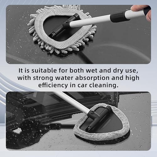 Car Windshield Cleaner, Microfiber Vehicles Window Cleaning Tool with 3PCS Reusable Cloth Pads, Automotive Washing Interior ＆ Exterior Glass Supplies Accessories, Universal Fit (Triangle) - size: Triangle
