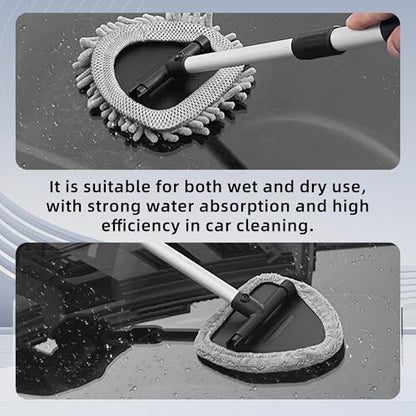 4 Pack Windshield Cleaning Tool with Reusable Pads, Triangle, Gray | aluminum ABS and polyester body, pivoting head, extended reach handle, fits most vehicle glass, vehicle care accessories - size: Triangle