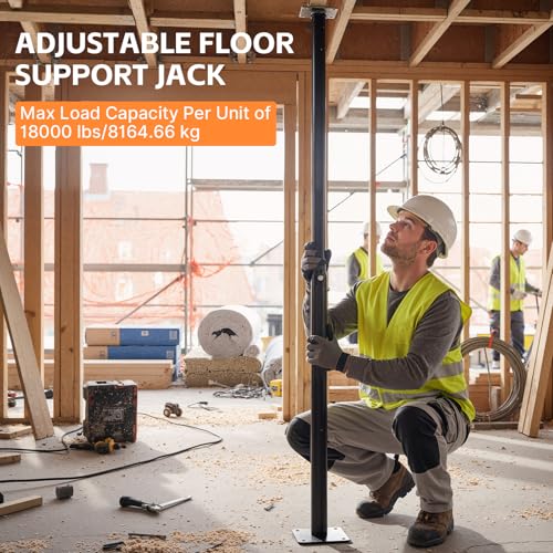 4 Pack 55"-98" Adjustable House Floor Wall Jack, 18000 lb Max Load Capacity | Floor Joist Jack for Leveling, Framing, Basement, Crawlspace, Beam, Roof, Stair and Ceiling Support