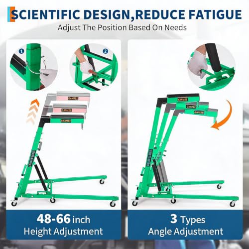 Garvee Automotive Top Side Creeper, 400 LBS, Green | 48-68Inch Adjustable Height, 6 Swivel Casters, Foldable, Heavy Duty, For Garage & Auto Shop Repair - color: Green