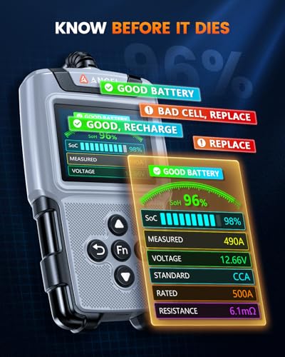 ANCEL BA101 Plus Car Battery Tester 6V 12V Load Tester,20-2000 CCA Digital Automotive Alternator Analyzer, Charging Cranking System Diagnostic Tool for Car, Truck, Motorcycle, SUV, Boat, RV, and More - style: BA101 Plus