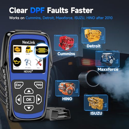 NEXAS NL102P Heavy Duty Truck Scanner with DPF Regeneration | Full System Diagnostics, Supports J1939/J1708 Protocols, Compatible with Freightliner, Peterbilt, Volvo and more, Free Update - size: truck scanner