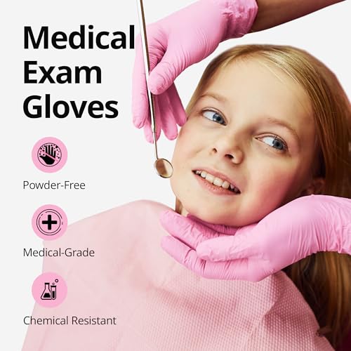 SwiftGrip Pink Nitrile Gloves, 3-mil, Industrial Gloves Disposable Latex Free, for Cleaning & Esthetician, Rubber Powder-Free, 100-ct Box (Small) - size: Small