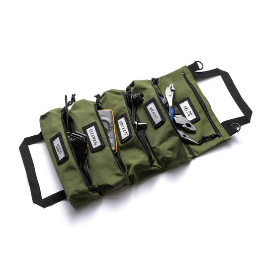 Official Maverick Tool Roll Bag, 5-Pocket, 20 x 12 in, ArmyGreen | Easy to Carry Roll Up Tool Bag, Durable 1000D Cordura Nylon Waterproof, Rust-Proof YKK Zippers, Secure Buckle, Made in USA - color: Army Green, size: Maverick - Waterproof (20 x 12 in)