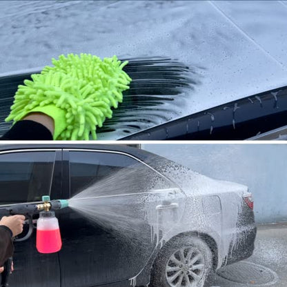 Sooprinse Short Pressure Washer Gun With Foam Cannon, High Pressure Snow Foam Lance, 1/4 Inch Quick Connector, Power Washer Blaster, Car Wash Mitt, 3000 PSI, 1 Liter - color: Black