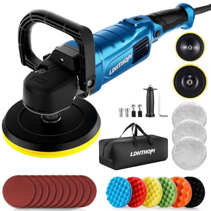 LDHTHOPI Buffer Polisher, 1800W 6 inch/7 inch Rotary Buffer Polisher Waxer, 2026 Upgraded 750-3100RPM Car Buffers and Polishers with 6 Variable Speeds, for Car, Boat, Furniture, Floor - size: 1800W Rotary Buffer Polisher