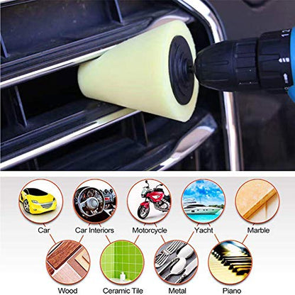Car Buffers and Polishers Kit for Drill, 14Pcs Drill Polishing Wheel Foam Ball Buffing Pads Sponge Ball for Automotive Car Wheels Care, Metal, Plastic, Ceramic and Glass