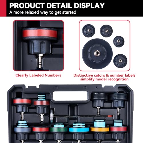 KOOPOOL 30PCS Radiator Pressure Tester Kit with Vacuum Refill | Coolant system leak tester with pressure gauge, adapters & vacuum refill tool. Built for cars, trucks & SUVs