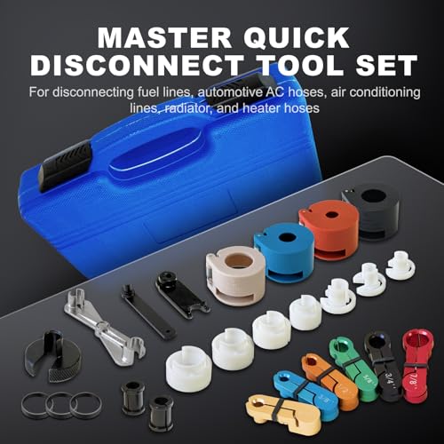 Master Quick Disconnect Tool Set, 22pcs Premium Fuel Line Disconnect Tool Set for AC Fuel & Transmission Systems, Fuel Line Removal Tools Kit Apply to Most Vehicles
