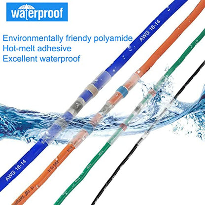 120PCS Heat Shrink Solder Butt Connectors Kit, Waterproof Insulated Electrical Wire Terminals, Waterproof Marine Automotive Wire Connectors (White Red Blue Yellow) - size: 120 PCS