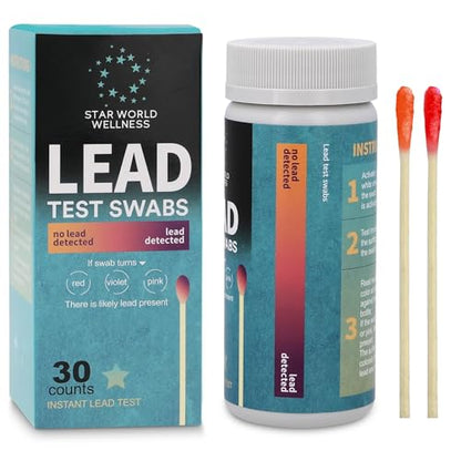 Lead Test Kit for Dishes, 30 Units, Lead Paint Test Kit, Lead Test Swabs for Instant Lead Detection – Home Use on All Surfaces: Painted, Dishes, Toys, Jewelry, Metal, Ceramics, Wood.