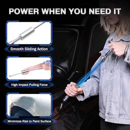 139PCS Dent Puller Kit, Paintless Dent Removal Kit, Car Dent Repair Kit with Metal Dent Lifter, Bridge Puller, T-Slide Hammer, Professional PDR Tools for dents, dings, creases and Hail Damage