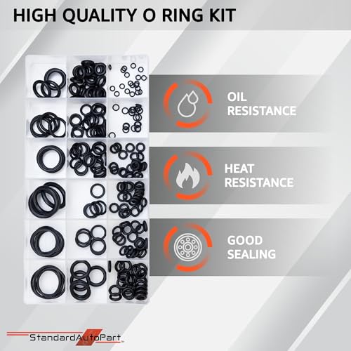 StandardAutoPart Silicone Universal Black O-Ring Sealing Gasket Washer Seal Assortment Set for Automotive & General Plumbling and Faucet Repair (225Pcs) - style: 225Pcs