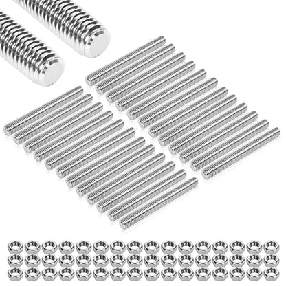 24 Pcs 304 Stainless Steel M4 Fully Threaded Rod,2"(51mm) Threaded Rod,Right Hand Threads，with Nuts (24, M4x51mm) - size: M4x51mm