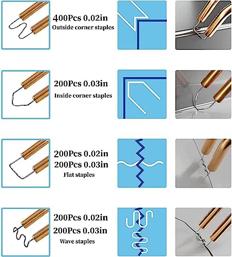 1400PCS Plastic Welding Kit, Plastic Welder Staples, with Storage Box, Welding Staples, 6 Different Shapes Welder Kit, Stainless Steel Pre-Cut