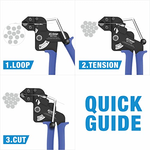 IWISS WCT322 Stainless Steel Cable Tie Gun Kit for Fastening and Cutting up to 12mm Width Metal Zip Ties, c/w 100 Pieces Stainless Steel Cable Zip Ties, Zip Tie Gun