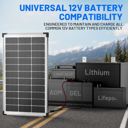 Voltset 100W Solar Panel Kit - 12V Solar Battery Charger with 20A Smart Charge Controller - Monocrystalline Solar Trickle Charger for RV Battery Car Boat Marine Trailer Camper and Off Grid System - size: 100W Kit