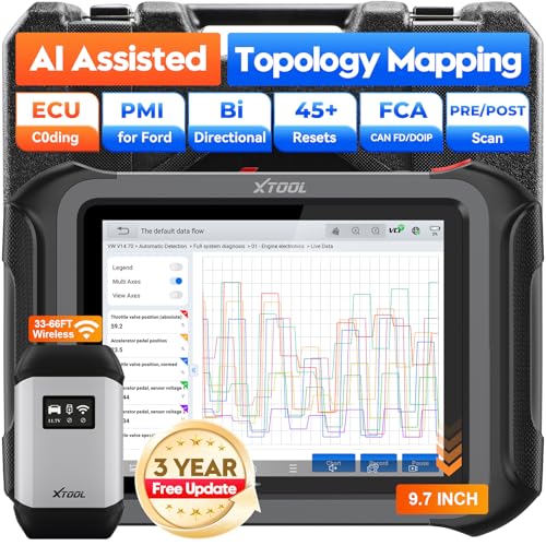 XTOOL D9S 2.0 ECU Coding Bidirectional Scan Tool, AI-Assisted OE Level Automotive Scanner, Topology Map, PMI, 45+ Resets, FCA/CAN FD/DoIP, Professional Full System Diagnostic Scanner, 3 Years Update