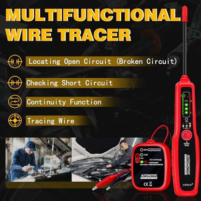 AWBLIN Wire Tracer Automotive Electrical Open & Short Finder Circuit Tester Wire Breaker Finder Fault Probe Cable Tracker Electrical DC 6-42V