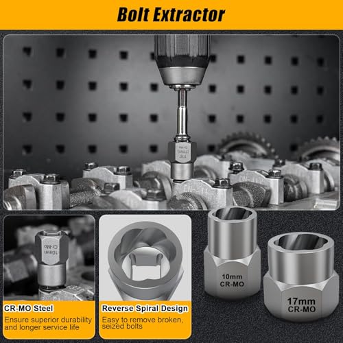 Topec 21 PCS Bolt Extractor Kit, 3/8" Drive Bolt & Nut Remover Socket Set, HSS 4341 Small Screw Extractor Set, 2-in-1 Removal Tool for Stripped, Broken, Damaged, Rounded Nuts, Screws - size: 21 PCS