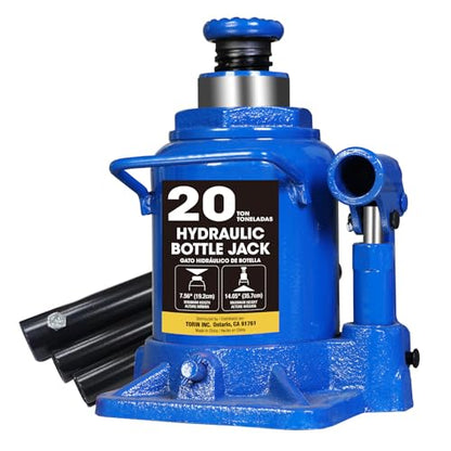 Big RED 20 Ton Bottle Jack Heavy Duty Hydraulic Car Jack, 7.56-14.05 inch Lift, Leak - Free Design, Suited for Auto, Truck & House Lift, 25.35 lbs Weight,Blue