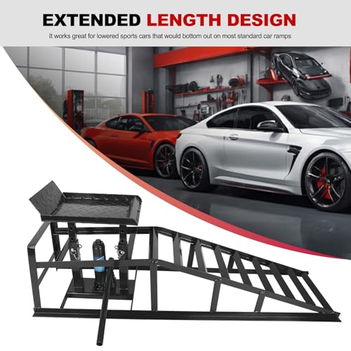1 Pack 5T 10000lbs Hydraulic Car Ramps Low Profile Car Lift Service Ramps Truck Trailer Garage Lift Height Range 9.8" to 15" Hydraulic Vehicle Ramps Black - size: 1PC-Black