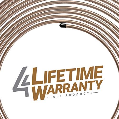 4LifetimeLines 3/16" x 25 ft Copper-Nickel Brake Line Replacement Kit – Inverted Flare Fittings Included, Hand-Bendable Tubing Coil, Corrosion Resistant, SAE & ISO Certified - size: Pack of 1