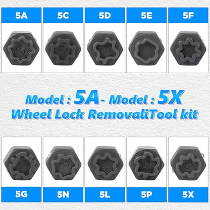 BELEY Spline Wheel Lock Lug Nuts Key Socket Automotive Wheel Anti-Theft Screws Remover Socket Keys Remover Kit (12pcs for Benz)