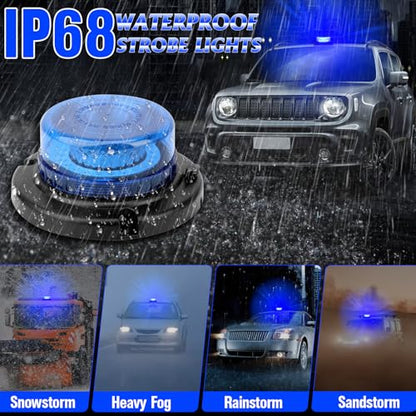 Remote Control Beacon Light, Rechargeable Wireless Blue Flashing Lights with Magnetic, High Low Brightness, 15 Modes Strobe Lights for Snowplow Tow Work Trucks Tractor - color: Blue