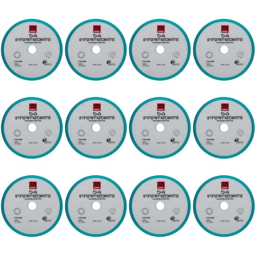 RUPES 9.DA180B Pack of 12 Light Blue D-A Intermediate Foam Polishing Pads 180mm | Ideal for Paint Correction | Compatible with 6" Backing Plate | Improves Cutting and Finishing Performance - size: Intermediate 180mm, style: Pack of 12