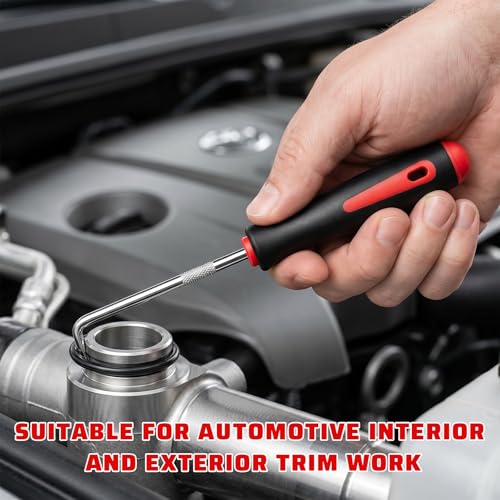 13PCS Precision Pick and Hook Tool Set, Magnetic Telescoping Tool w/Clip Pliers Fastener Remover Gasket Scraper, Rivets Puller Pick Tools w/Storage Bag for Automotive Repair (Red & Black) - color: Red & Black