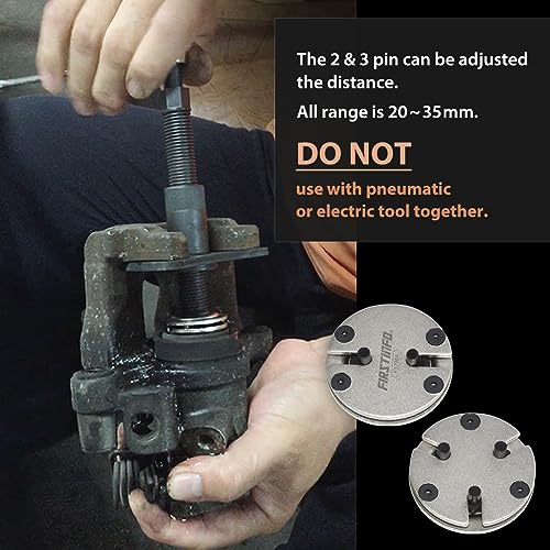 FIRSTINFO 3/8" Drive 2 & 3-Pin Brake Caliper Piston Rewind Tool, 20-35mm | Adjustable adapter • 3/8" square-drive wrench required • Pad replacement service • Taiwan original patent design - size: 2 & 3 Pin w/ 3/8" Square