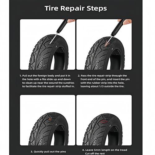 Tubeless Tire Repair Kit with Plugs, Tire Plug Kit, Portable Bike Tools, Flat Tire/Puncture Repair Kit, Tubeless Bike Tire Emergency Repair Kit - color: Silver