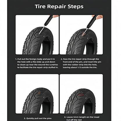 Tubeless Tire Repair Kit with Plugs, Tire Plug Kit, Portable Bike Tools, Flat Tire/Puncture Repair Kit, Tubeless Bike Tire Emergency Repair Kit - color: Silver