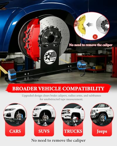 Wheel Alignment Tool Plates Kit for Home DIYers, Quick Front-End Toe Check | Without Removing Calipers, 2 Tape Measure, Detachable Automotive Alignment Tool for Most Cars, SUVs, Trucks, Jeeps & UTV/ATV