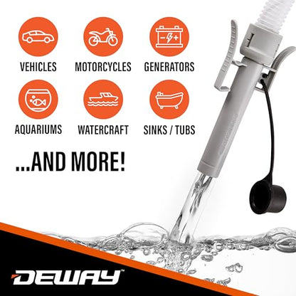 Deway Automatic Fuel Transfer Pump with Auto-Stop and Beep, Powerful AA Battery Powered with USB-C Power Option, 51" Extra Long Hose Fits All Size Cans, Portable Pump Transfers at 3.8 Gal/Minute - style: Auto-Stop w/ Beep