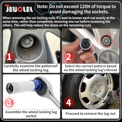 21PCS Wheel Locking Nut Key Kit Compatible with VW VAG Volkswagen | Wheel Lock Nut Socket Adapter Set, Anti-Theft Lug Removal Tool, Anti-Theft Screw Remover, Repair Tool, Tyre Fitting, garage - size: Kit 21 pieces