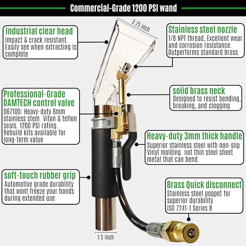 Hi Detail Shop Vac Extractor Kit with Wand and Hose, Adapter Converts Vacuum to carpet & upholstery Extractor for auto detailing & home - size: 25 Ft Waterline, 10 FT Vac Hose